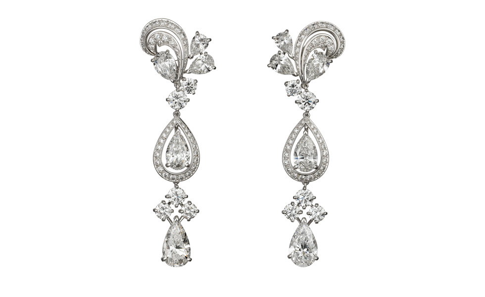 Cartier Platinum And Diamond Pendant Earrings By