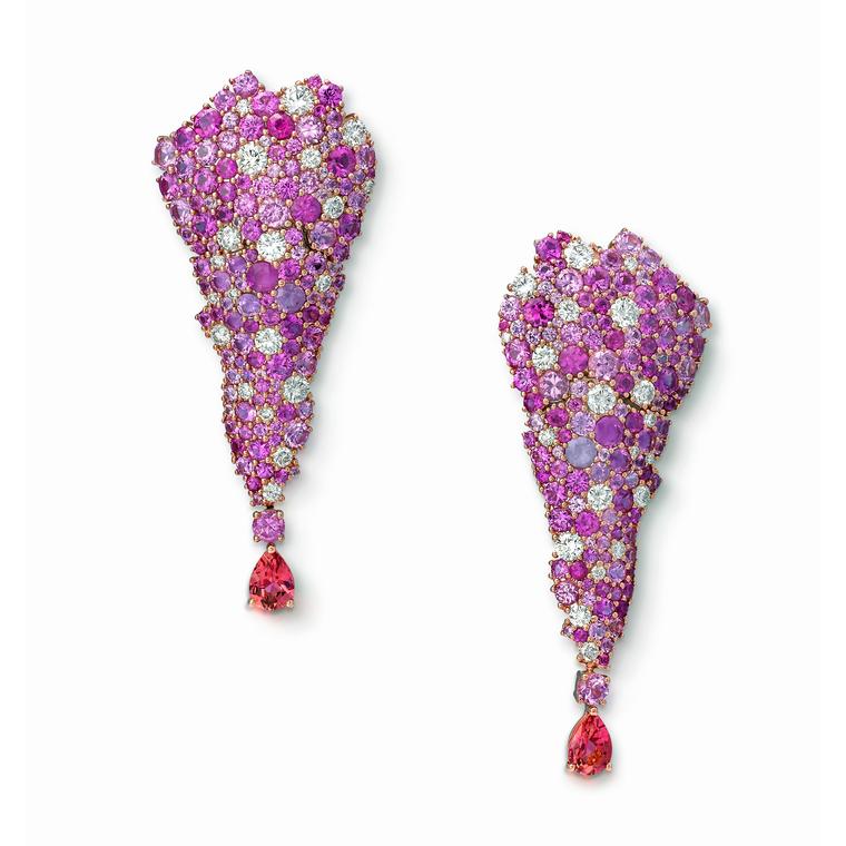 VANLELES Legends of Africa pink sapphire and tourmaline earrings