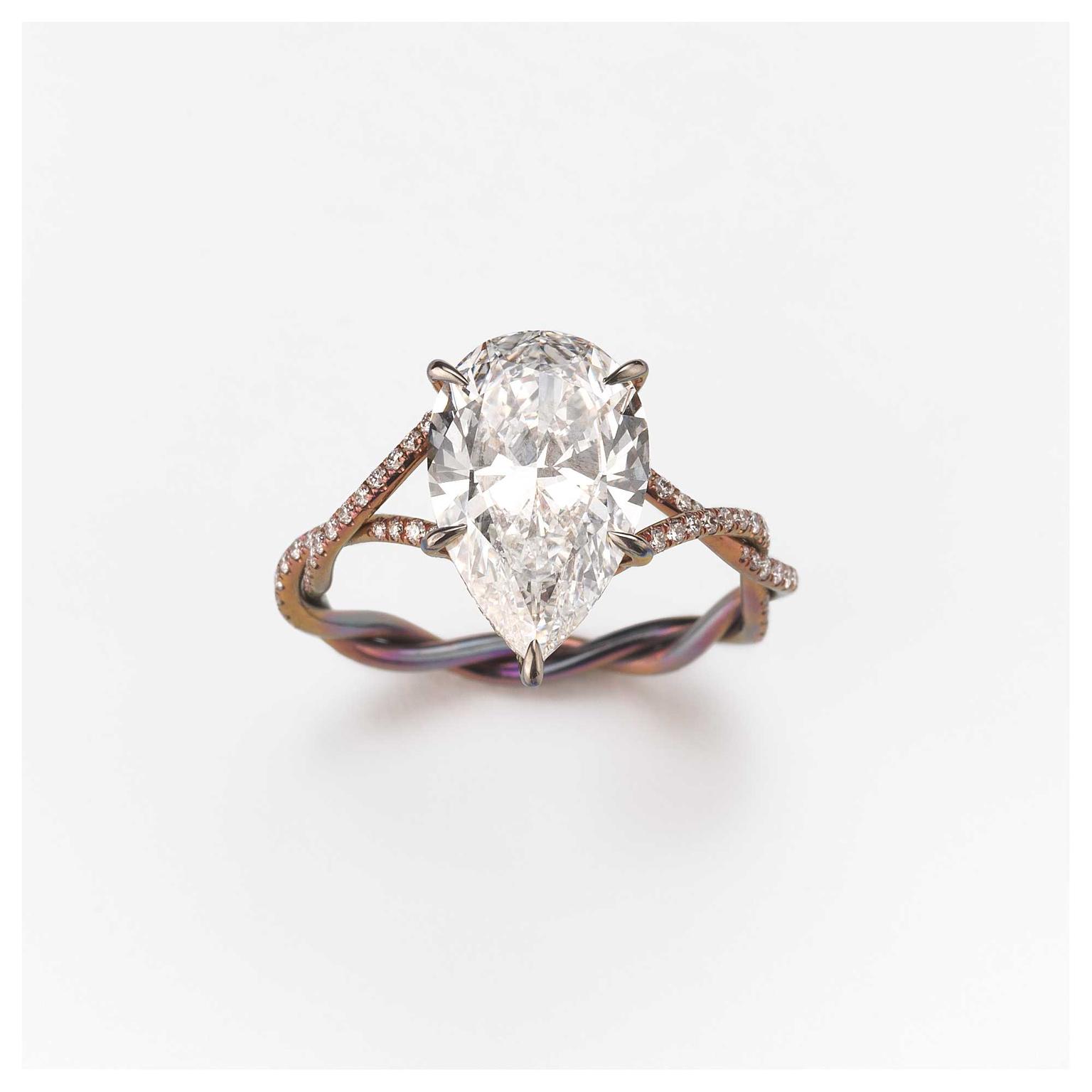 Glenn Spiro pear diamond ring