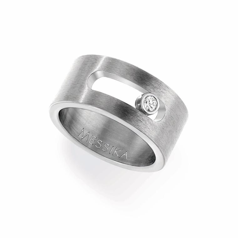 Messika Move ring in titanium with white diamond