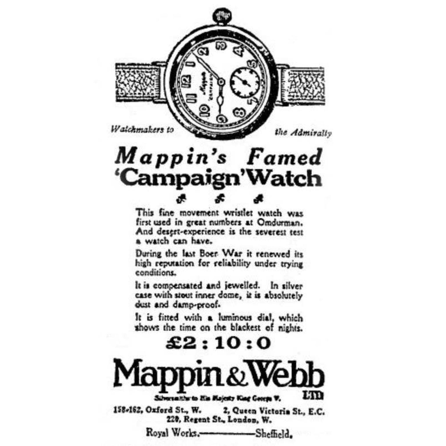 Mappin & Webb Campaign watch ad from WW1