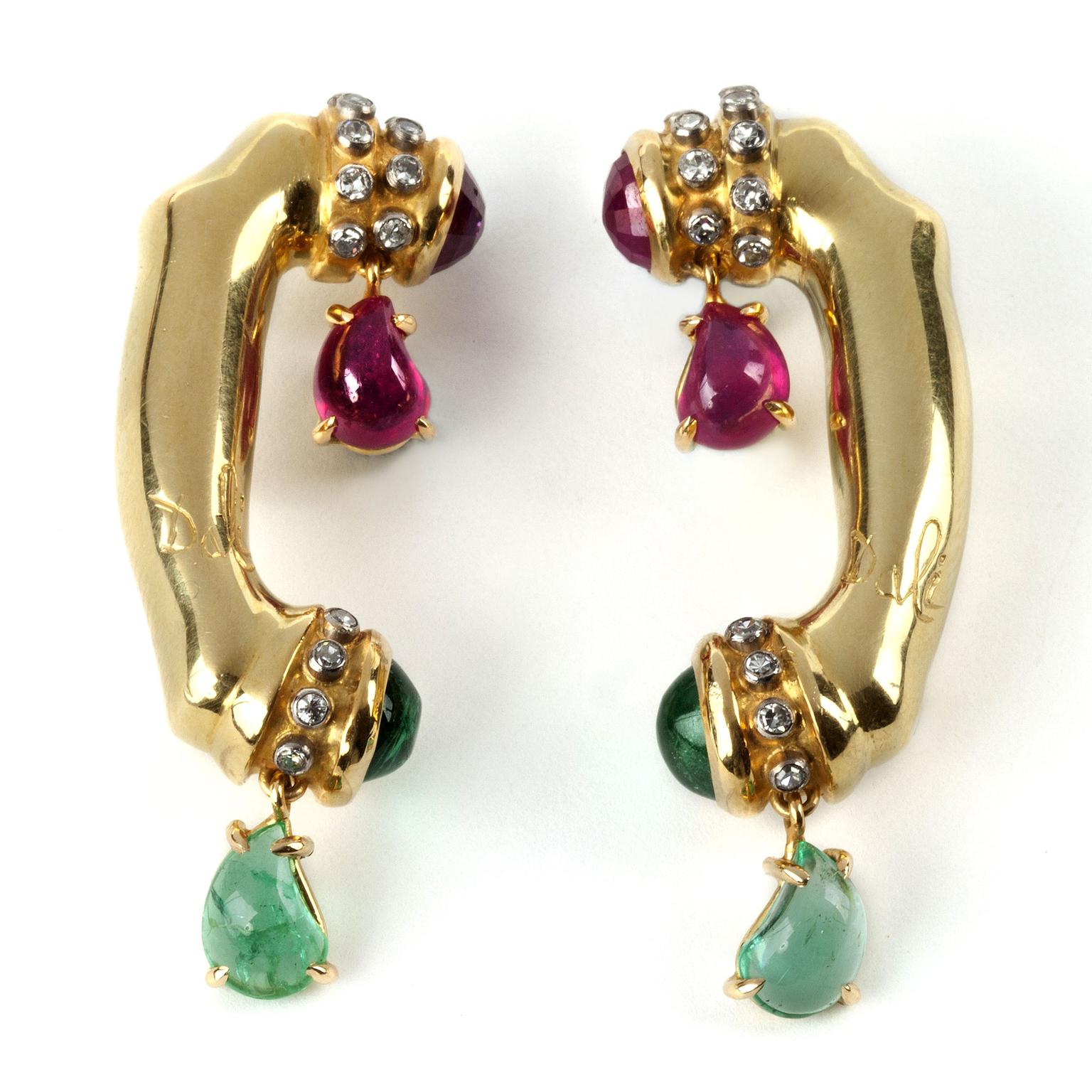 Salvador Dali melting telephone earrings for sale at Didier, seen at TEFAF 2017