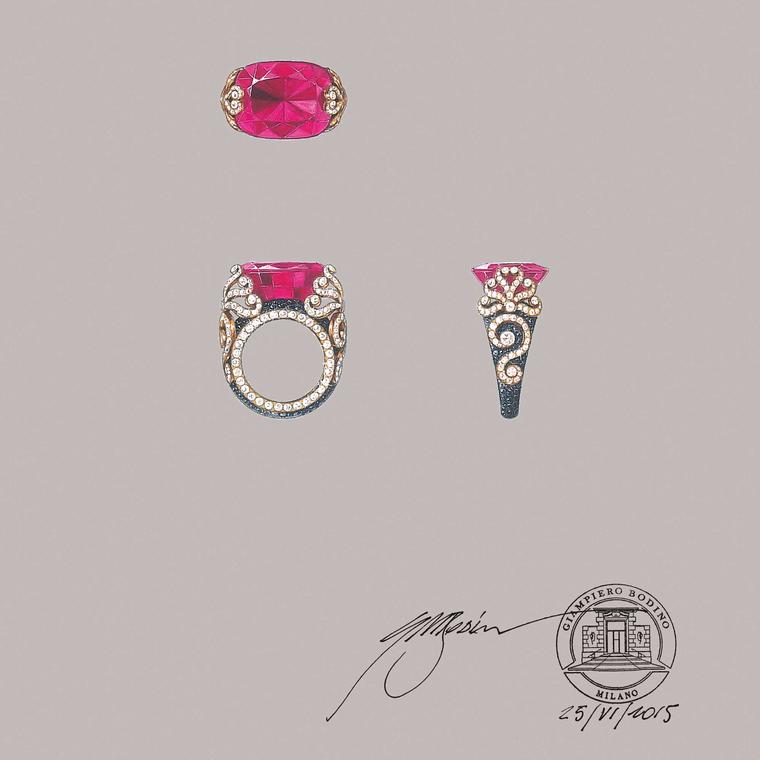 Giampiero Bodino bespoke jewellery sketches