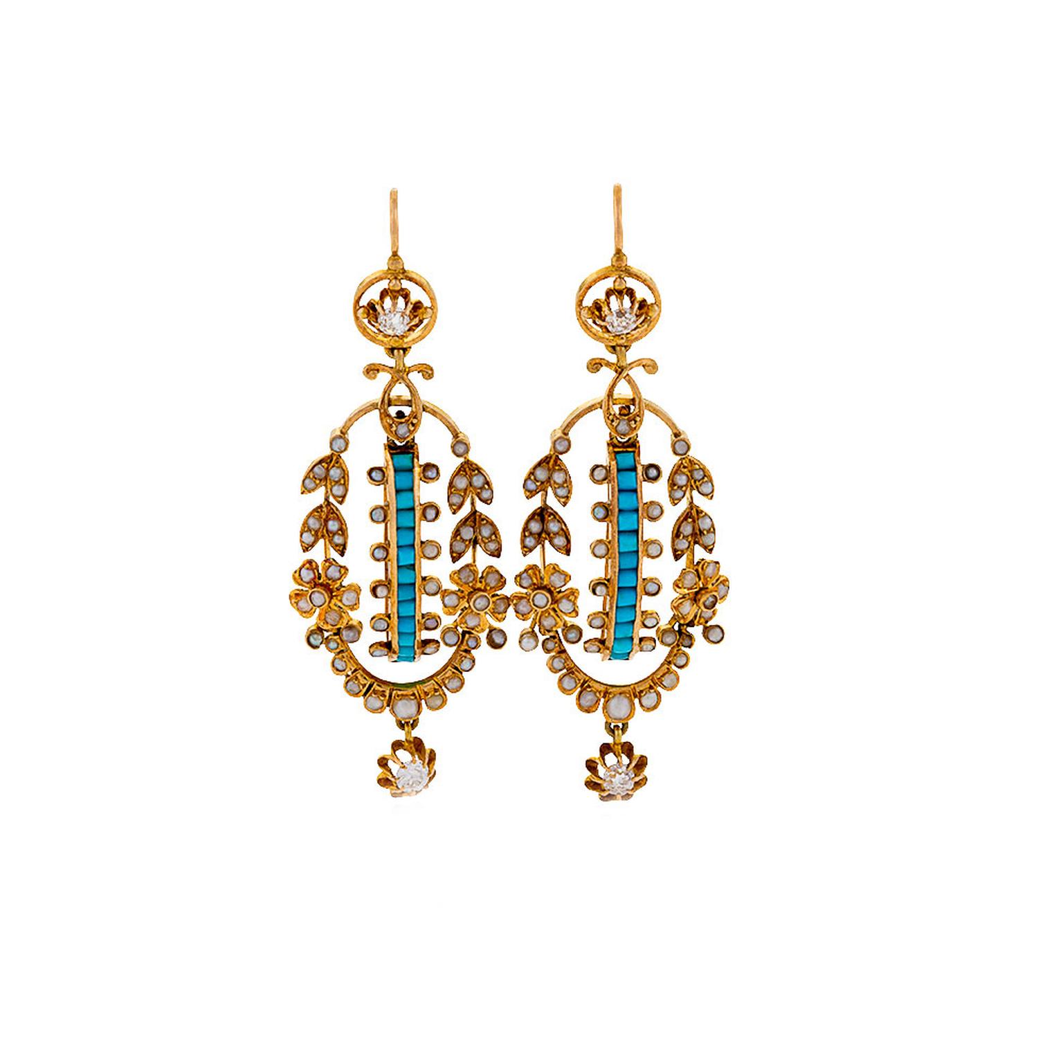 Macklowe Gallery turquoise seed pearl earrings
