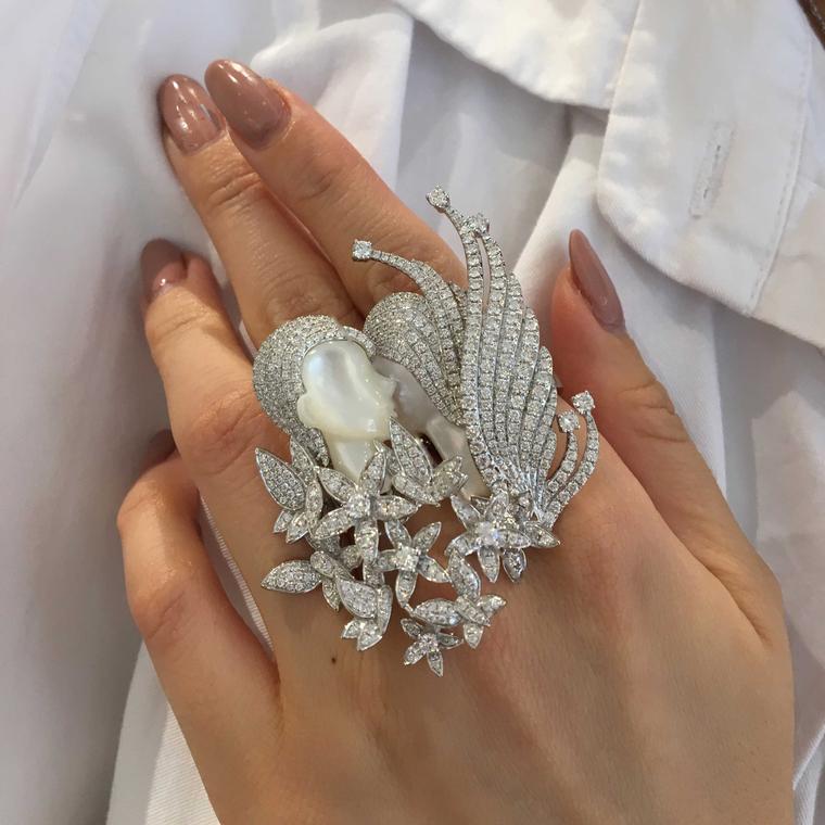 Sarah Zhuang wearing the Long Distance Love Rings and  Brooch