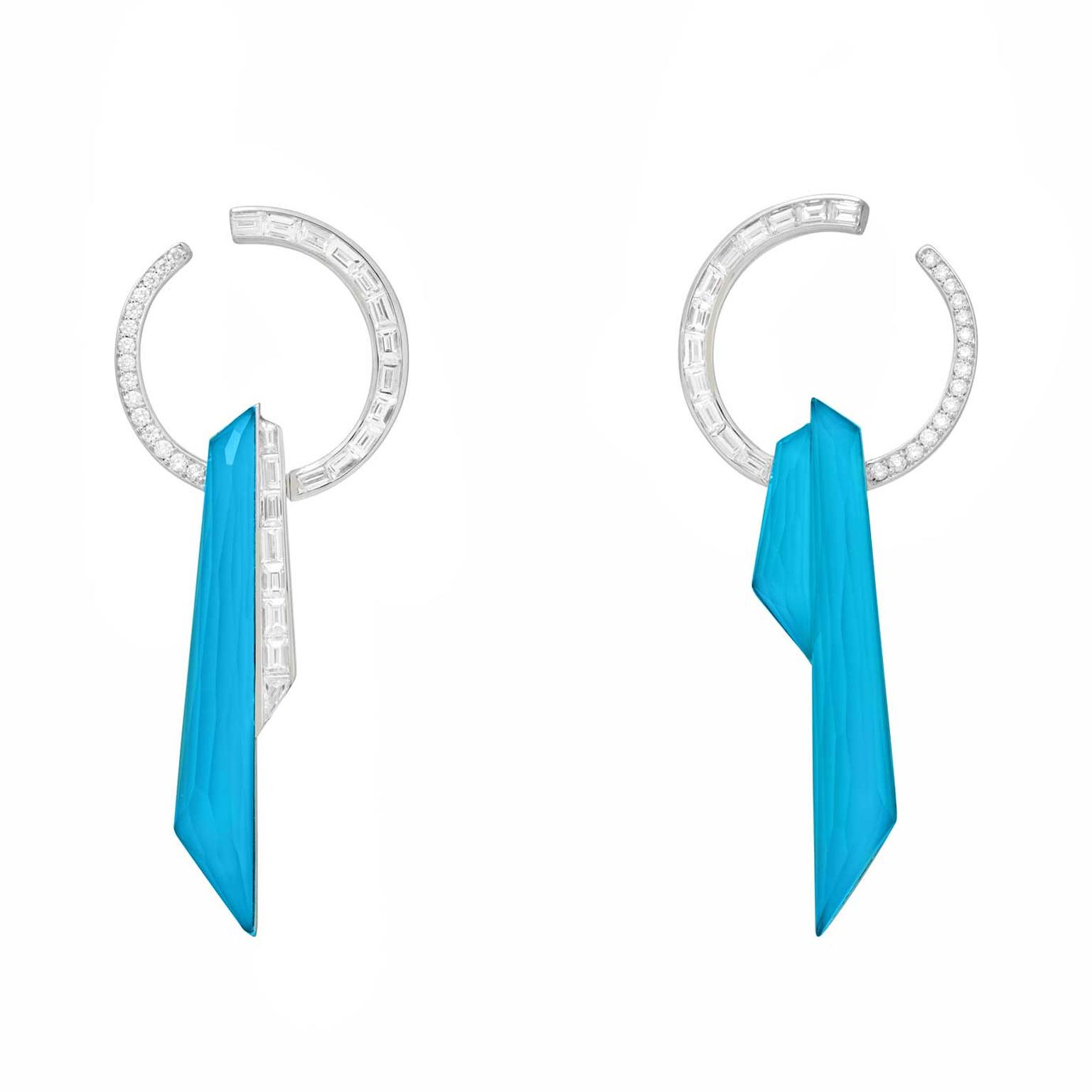 Stephen Webster CH2 Shard Hoop earrings turquoise and diamonds