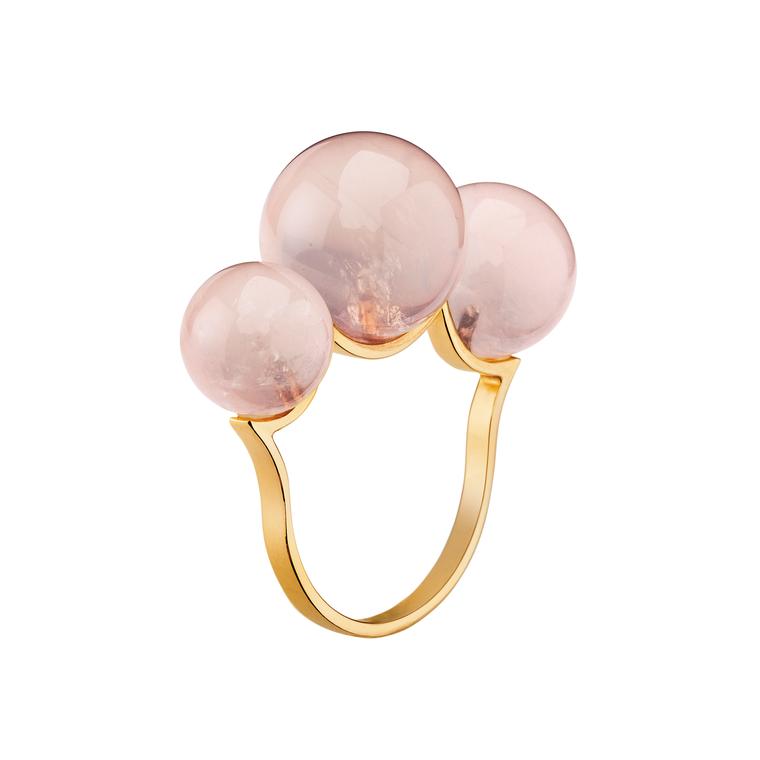 Empress rose quartz ring in pink gold