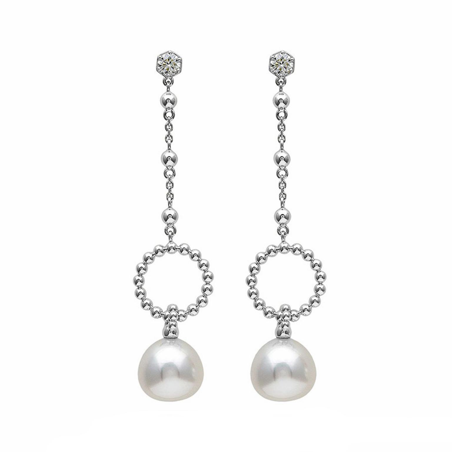 Boodles Circus diamond and pearl earrings