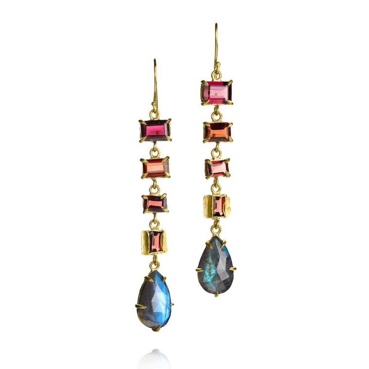 Margery Hirschey labradorite and rhodolite earrings
