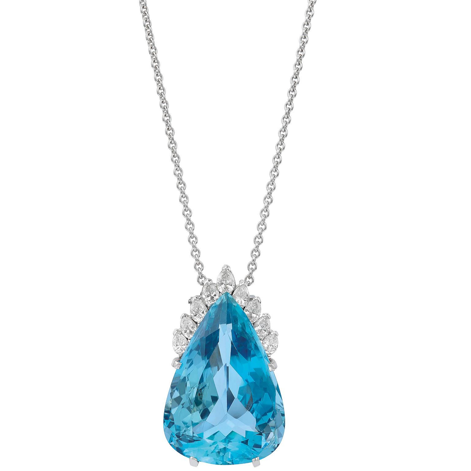Lot 584 Aquamarine and diamonds brooch pendant Phillips auction