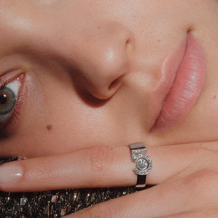 No5 ring by Chanel on model