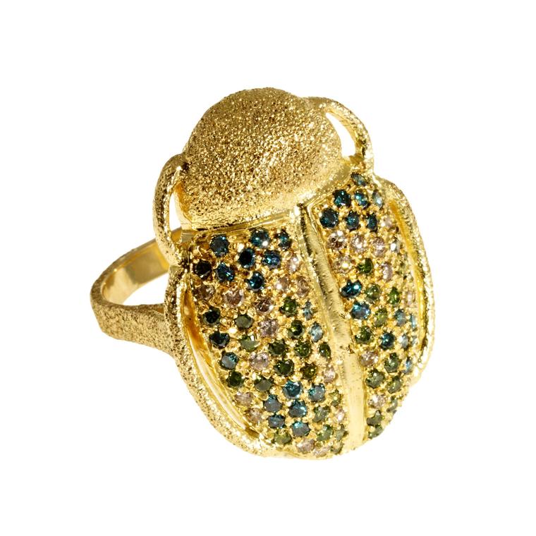 Carolina Bucci Scarab multicolour diamond ring