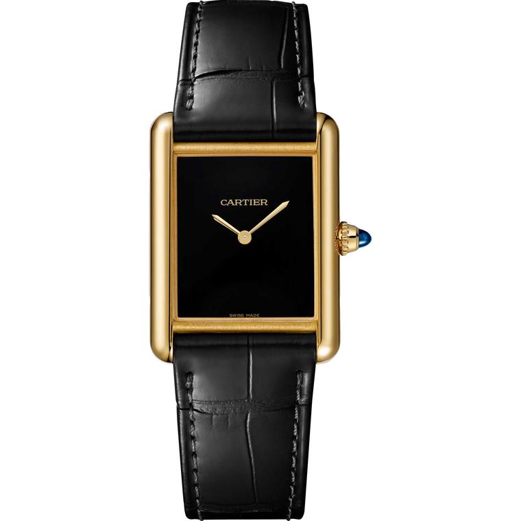 Tank Louis Cartier minimalist black dial gold men’s watch 2022