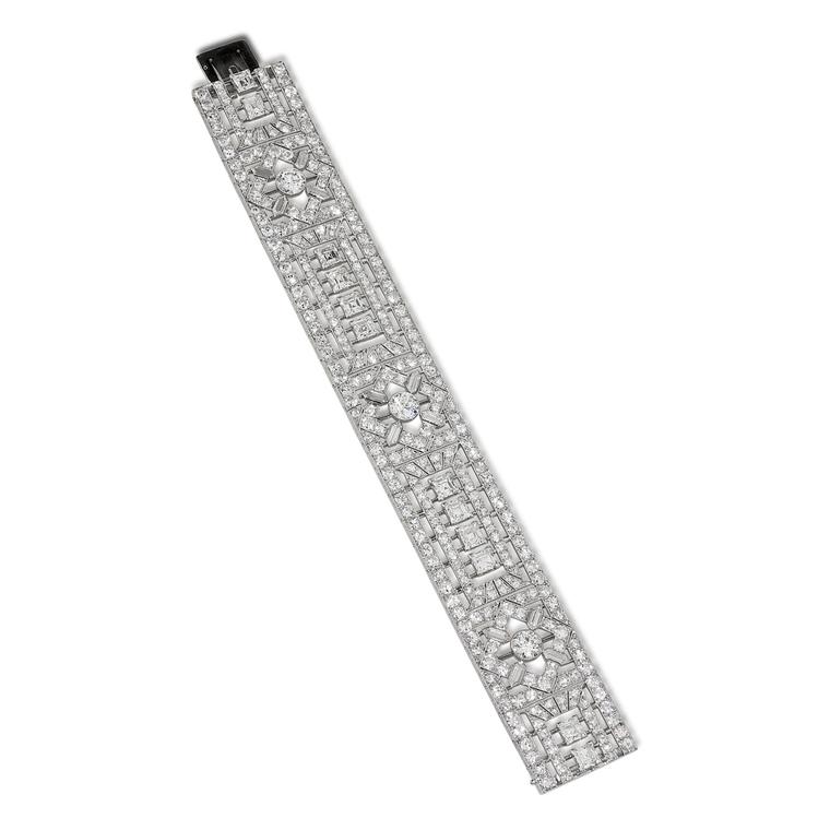 Stephen Russell Art Deco platinum diamond bracelet