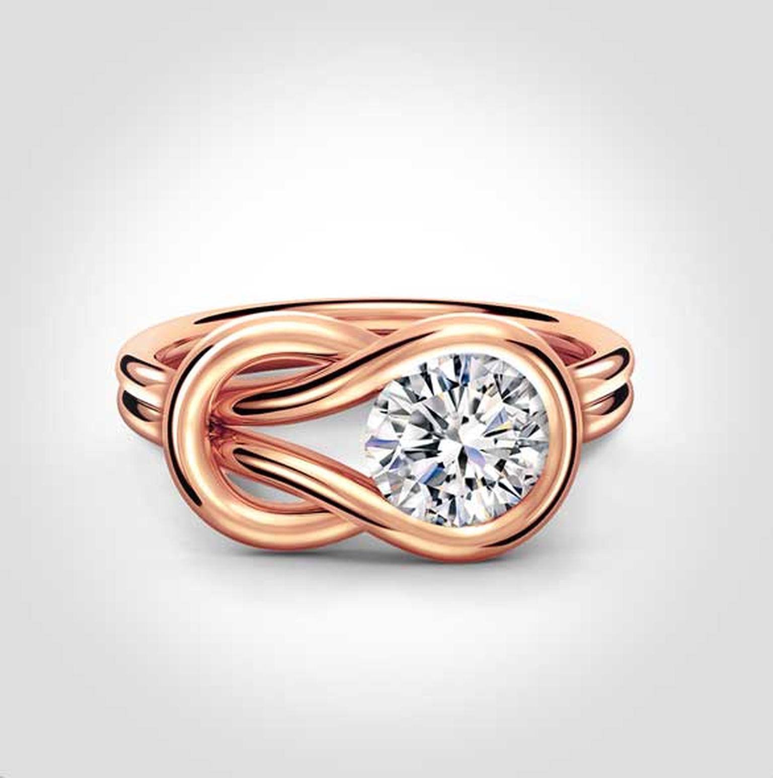 Forevermark Encordia solitaire diamond ring in rose gold
