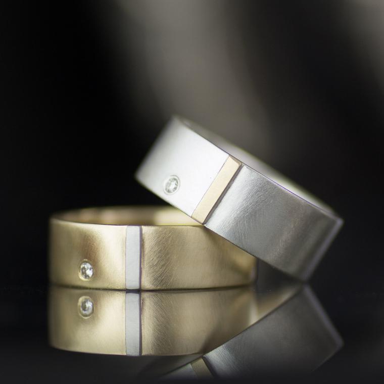 Lab-grown diamond role reversal gender neutral engagement ring or wedding band by LOLiDE