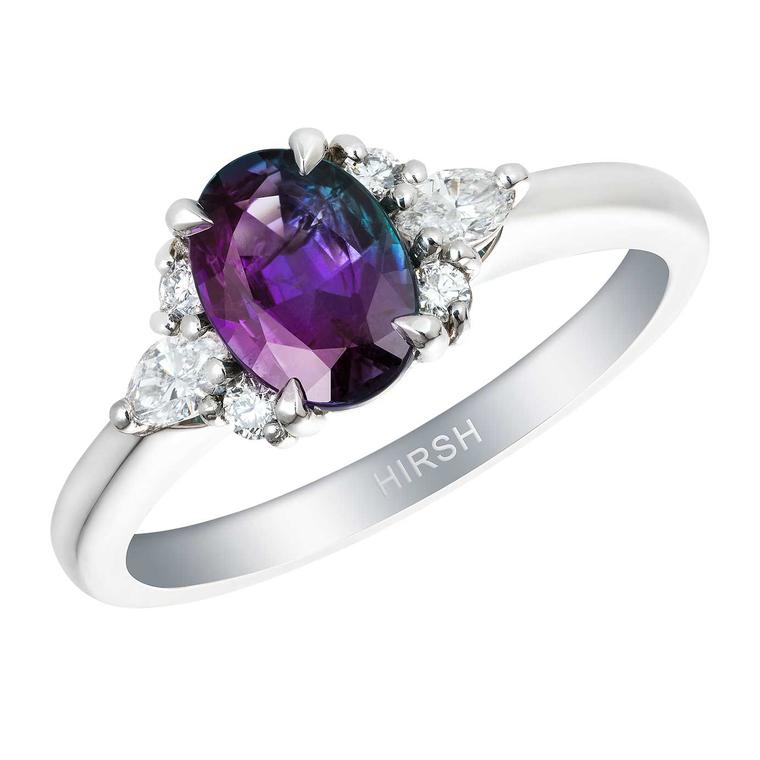 Papillon ring by Hirsh London with colour changing Alexandrite