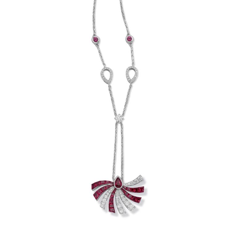 Stenzhorn Persuasion medium necklace in white gold with rubies and diamonds