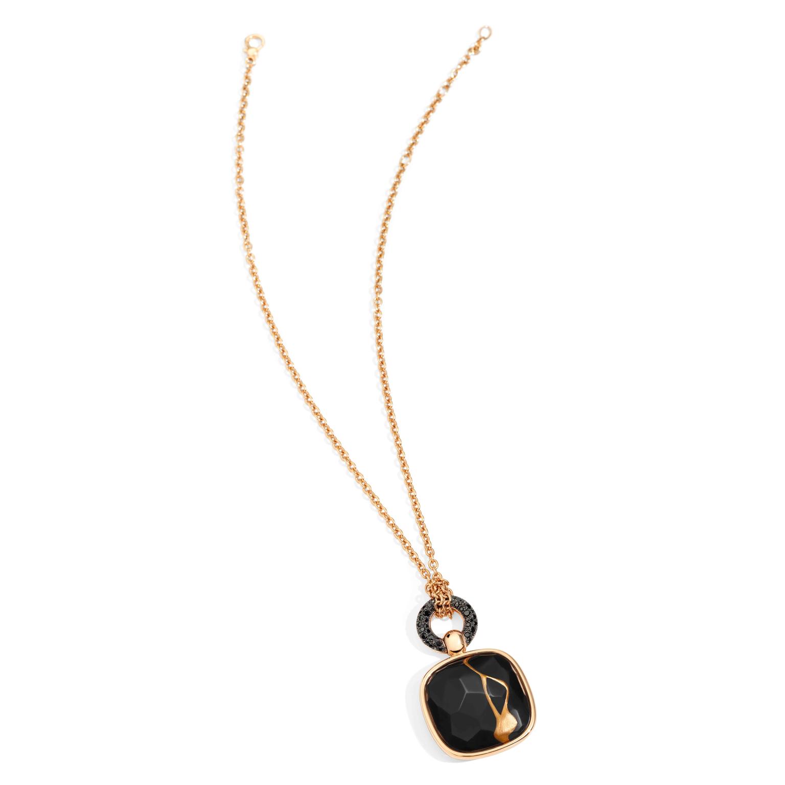 Pomellato Kintsugi Collection_pendant in rose gold with jet and balck diamonds