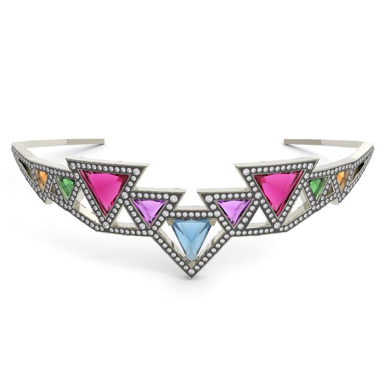 Noor Fares Sri Yantra choker with coloured gemstones and diamonds