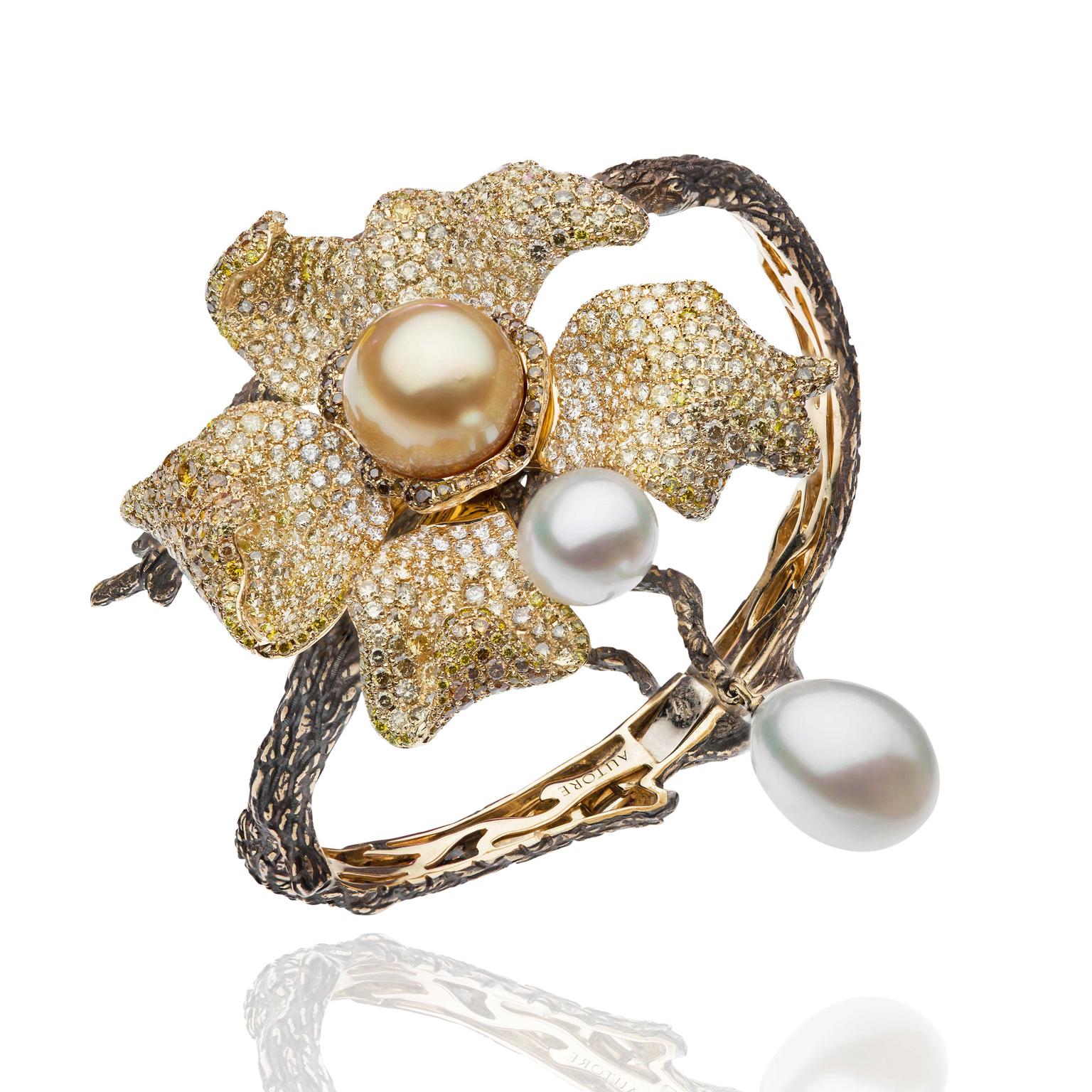 Autore Orchid Orange Blossom South Sea pearl bracelet