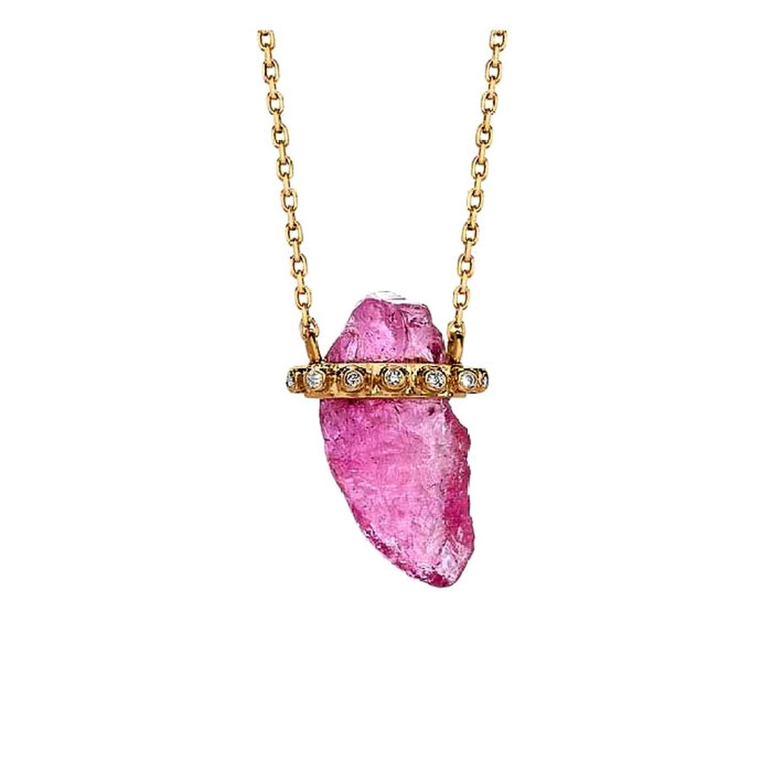 Celine d'Aoust rough pink tourmaline necklace