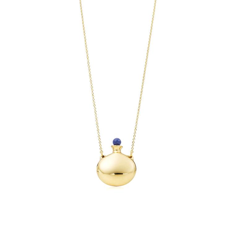 Elsa Peretti yellow gold Bottle pendant with lapis lazuli stopper