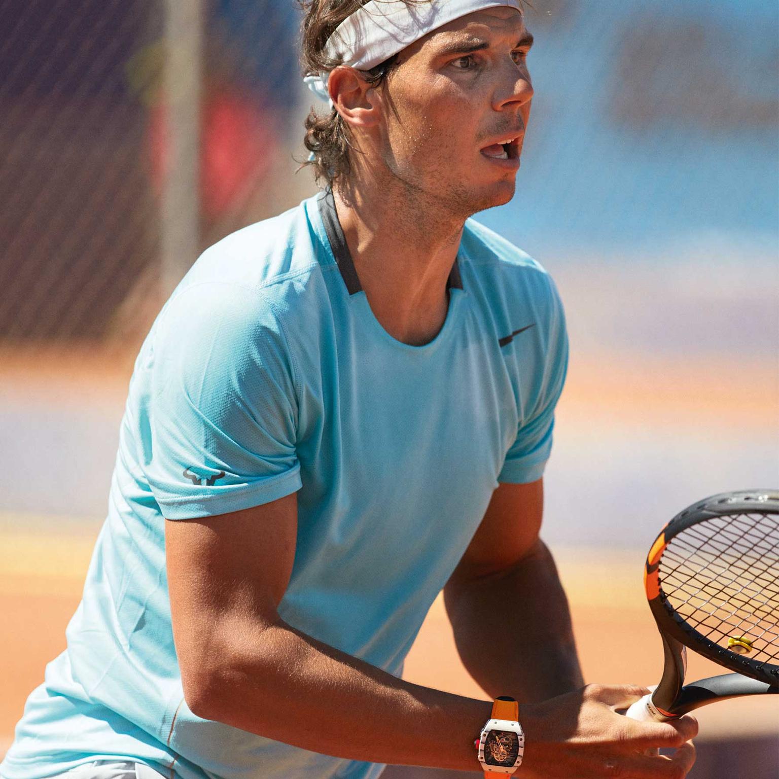 Nadal on court wearing Richard Mille watch