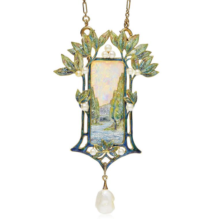 Art Nouveau landscape pendant necklace by Georges Fouquet