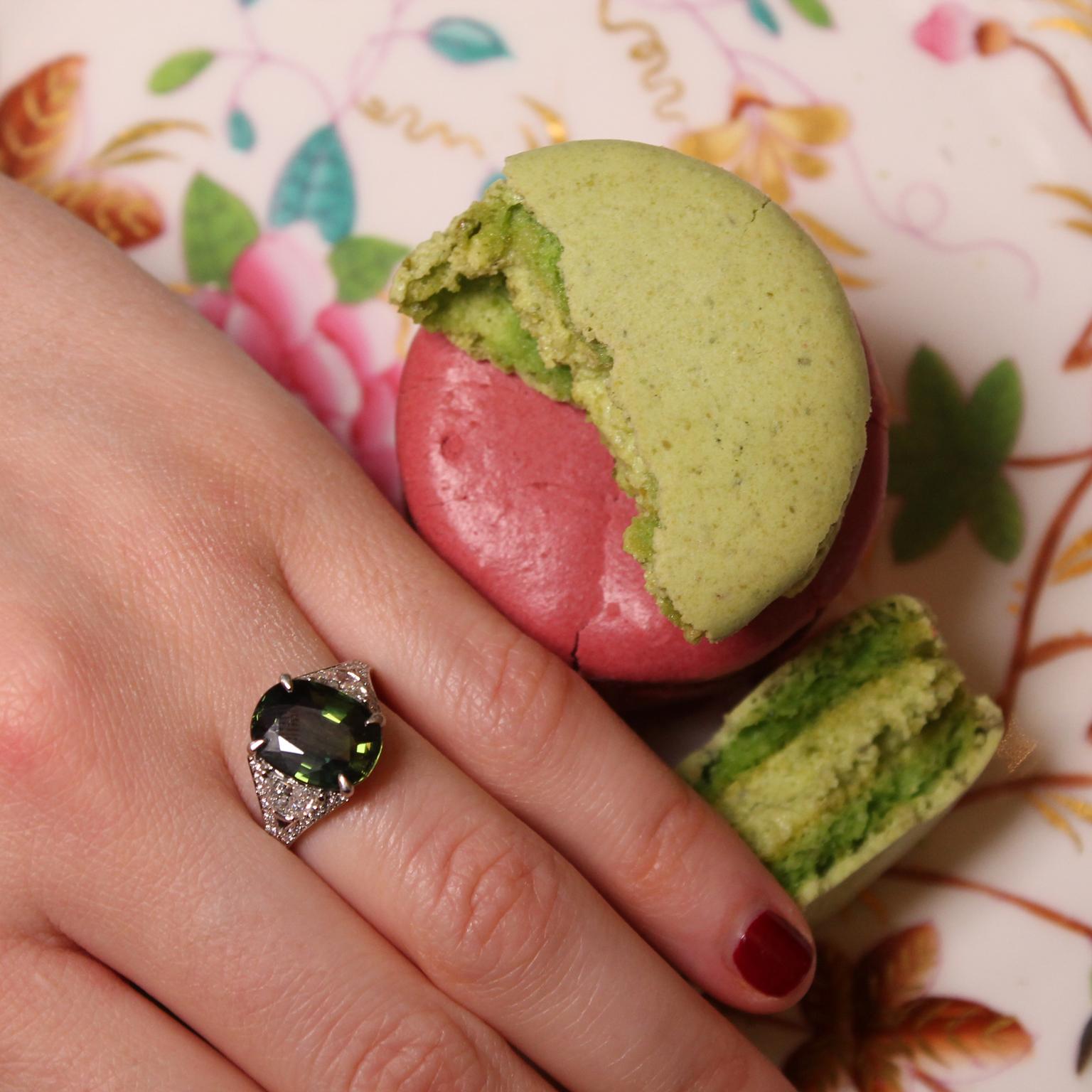 Hirsh green sapphire engagement ring