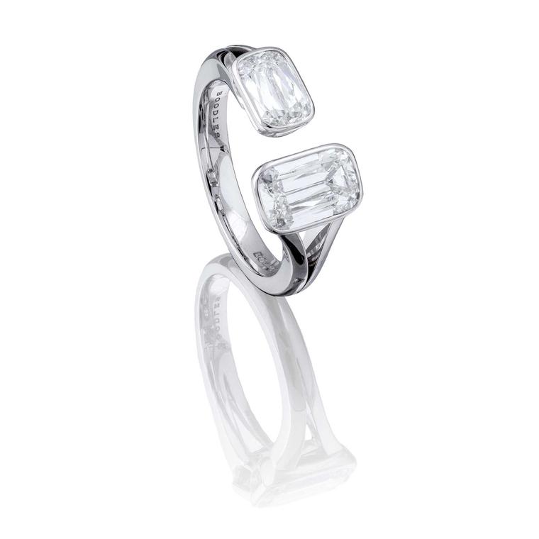 Boodles double Ashoka-cut diamond ring from the Pas de Deux collection