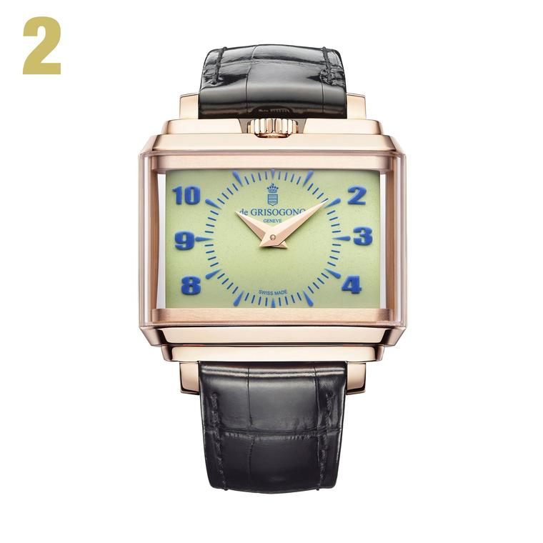 2 De Grisogono New Retro N01in rose gold with green dial watch