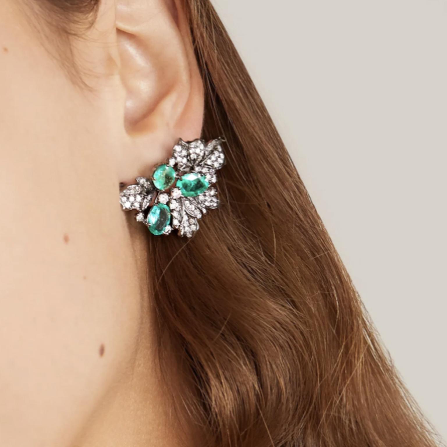 Earrings by Lorraine Schwartz on model