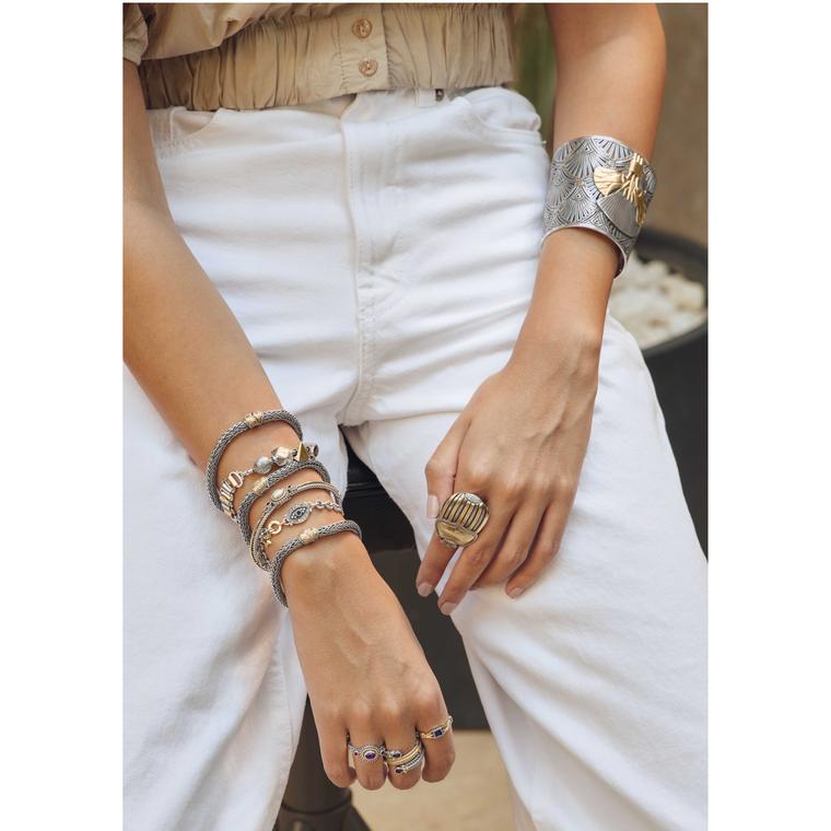 Pharaonic Revival Bracelets and Rings Stack