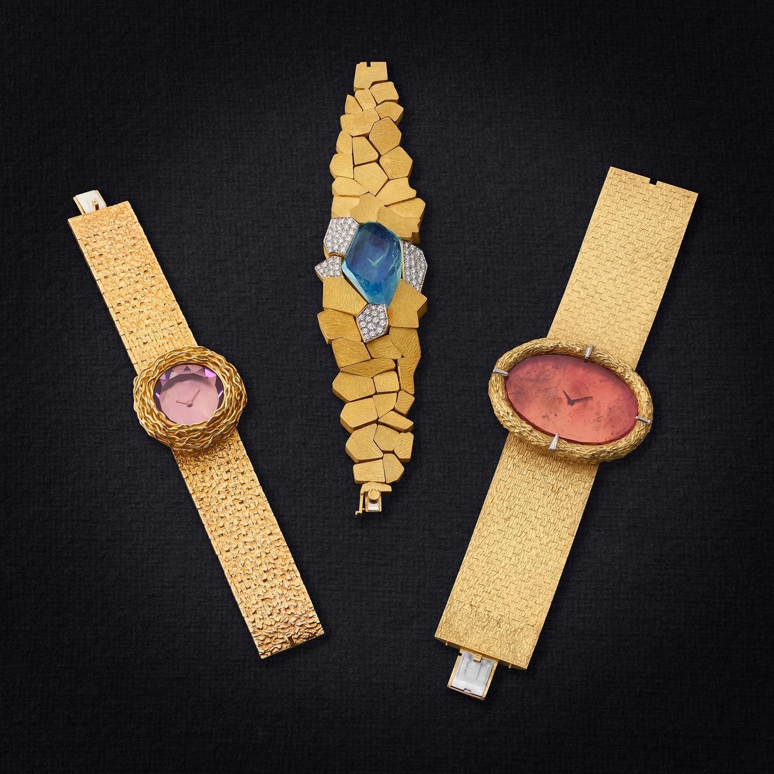 Three gold watches circa 1970 by Andrew Grima