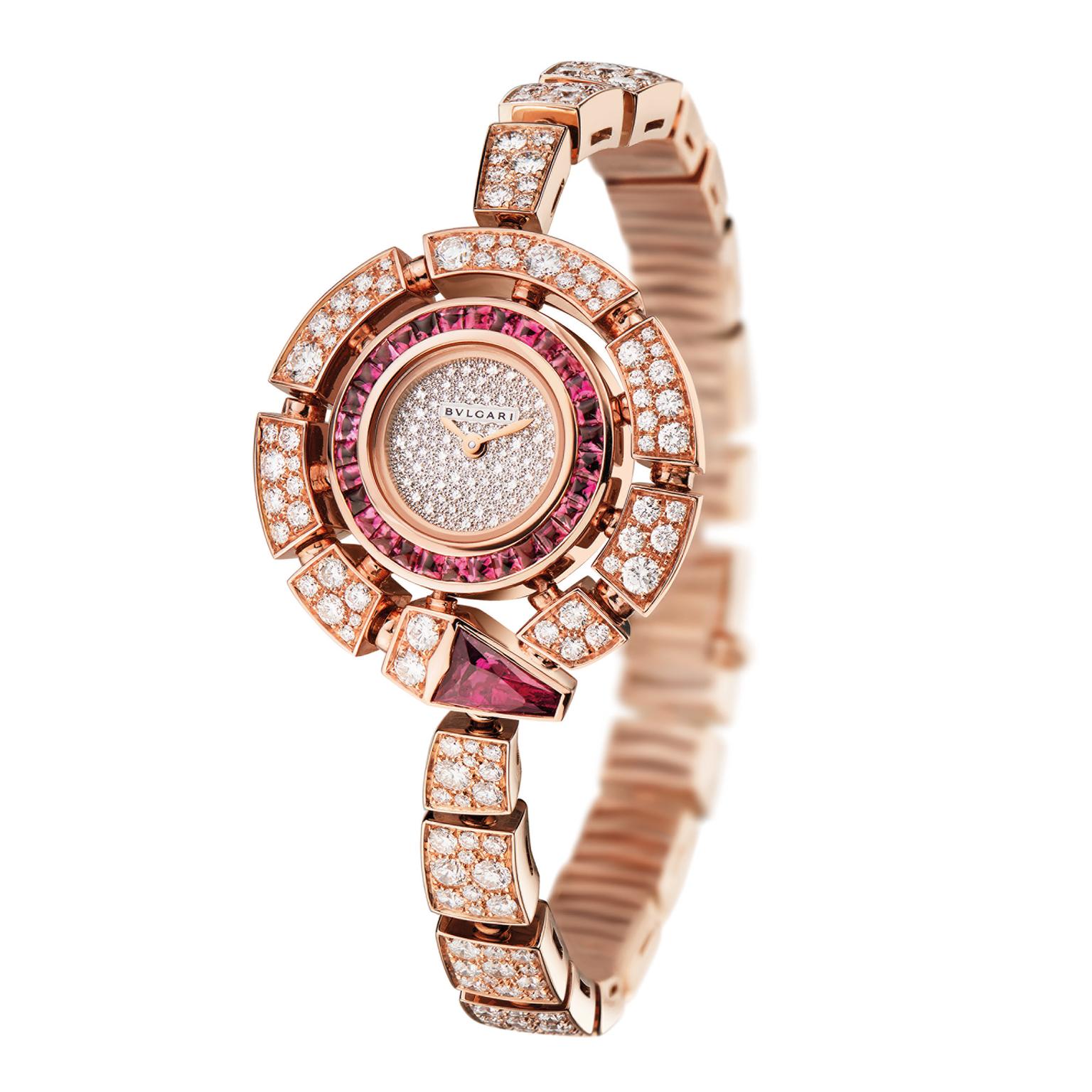 Bulgari Serpenti Incantati pink gold and rubellite watch