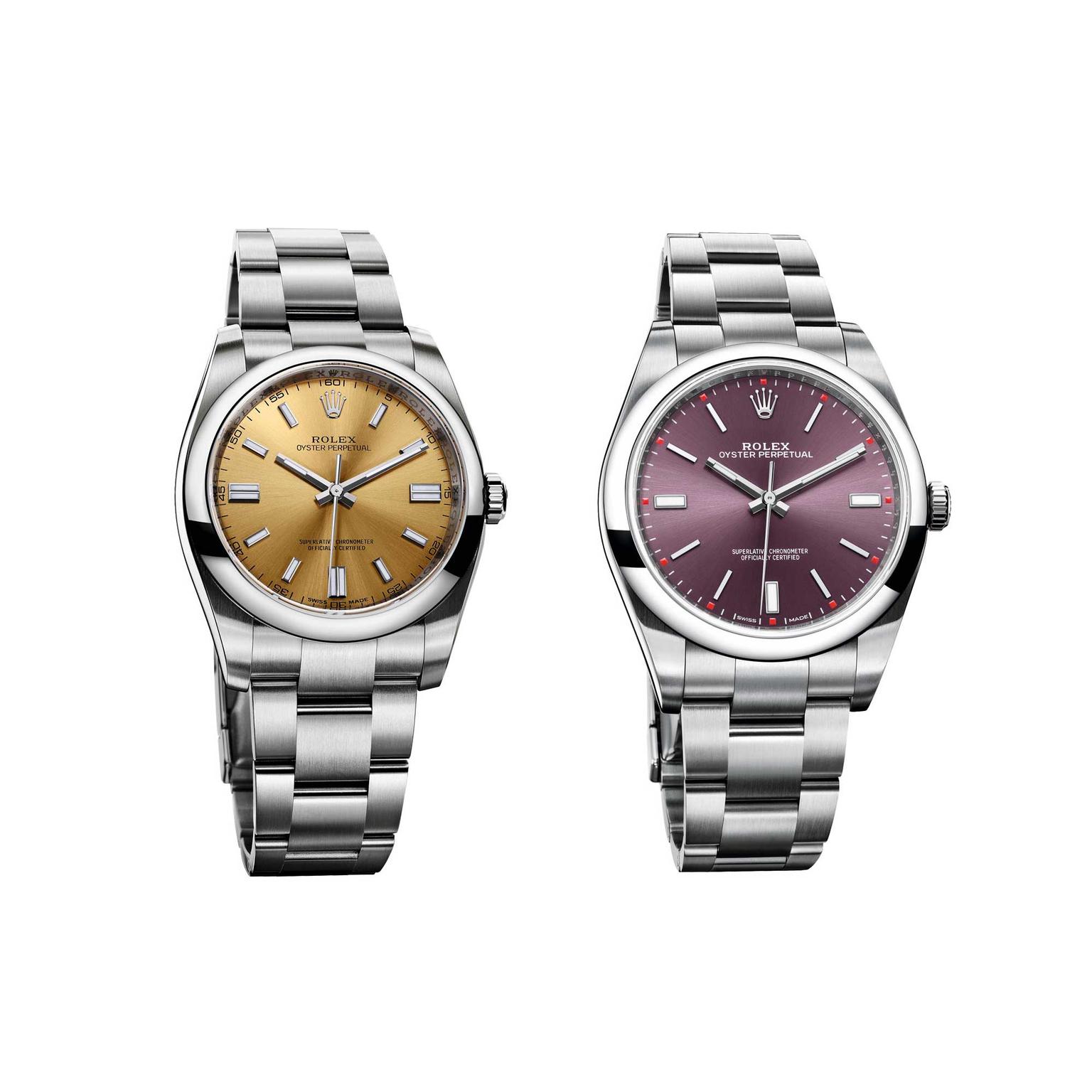 Rolex Oyster Perpetual white and red grape watches