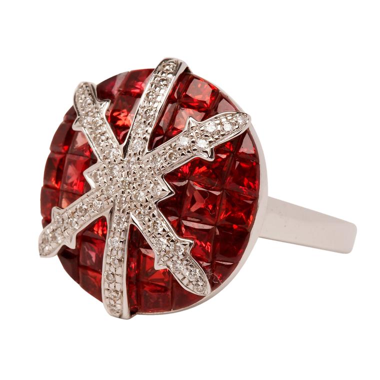 Stenmark red sapphire and white diamond ring