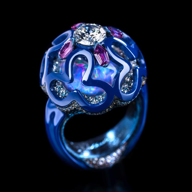 Wallace Chan Dream Planet porcelain and opal ring