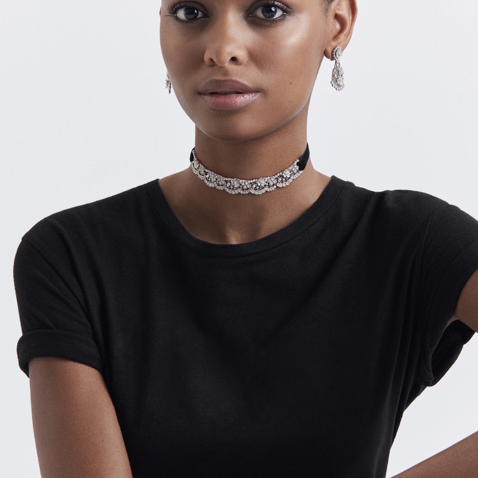 Couture Dior choker by Dior on model