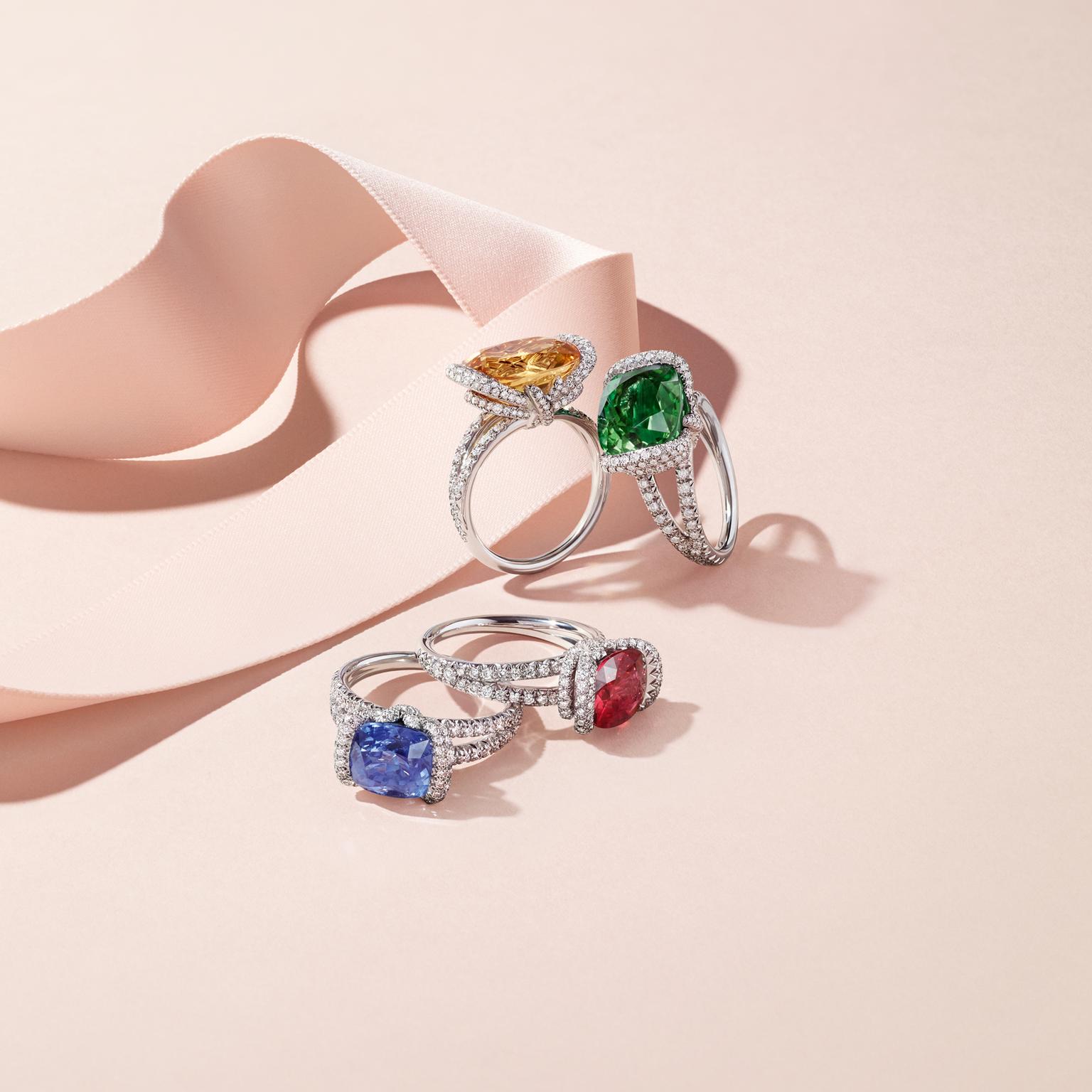 Chaumet Liens Amour coloured gemstone rings
