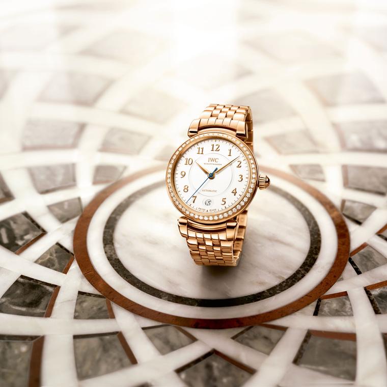 IWC Da Vinci automatic red gold watch for women with diamonds on the flower of life motif