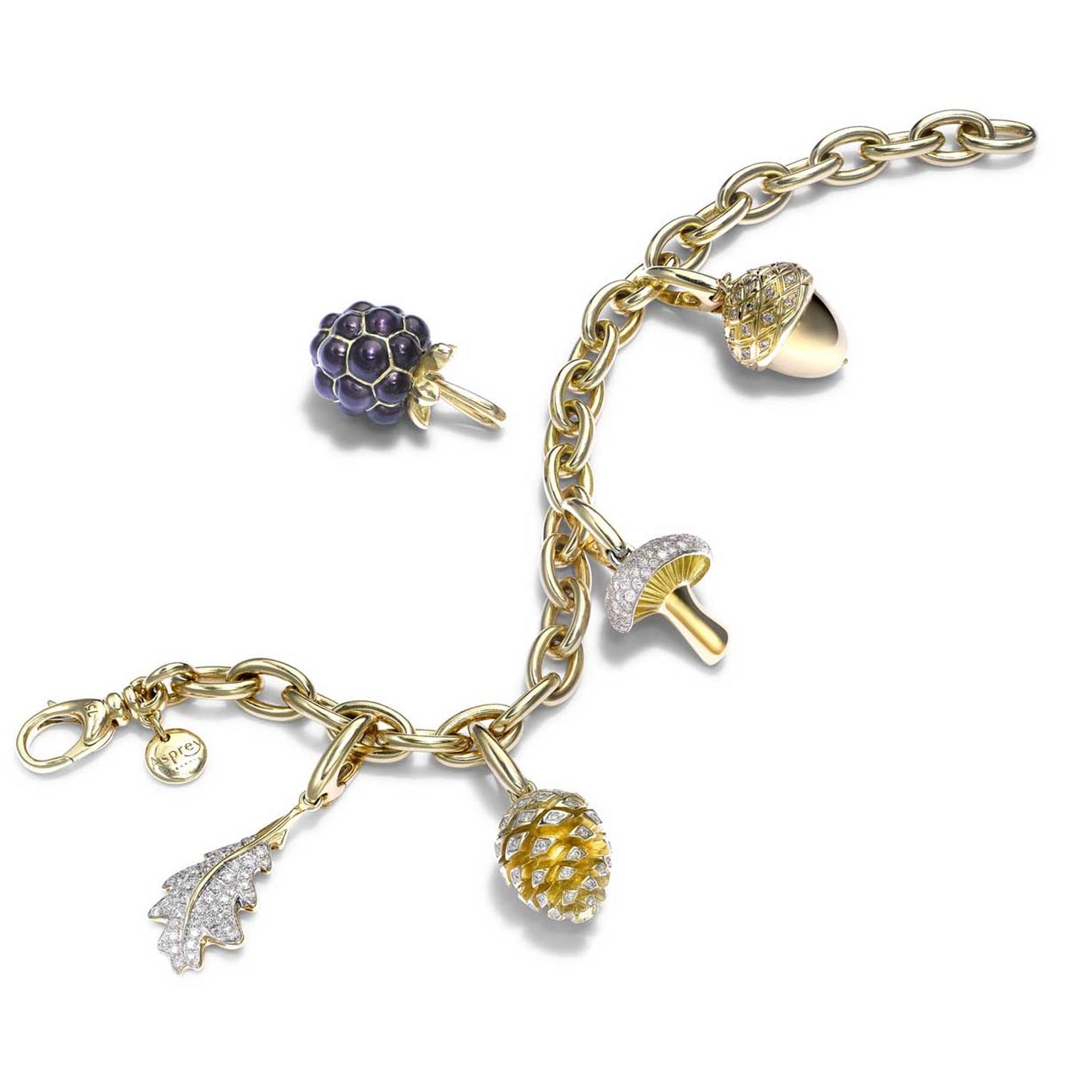 Asprey Woodlands gold charm bracelet