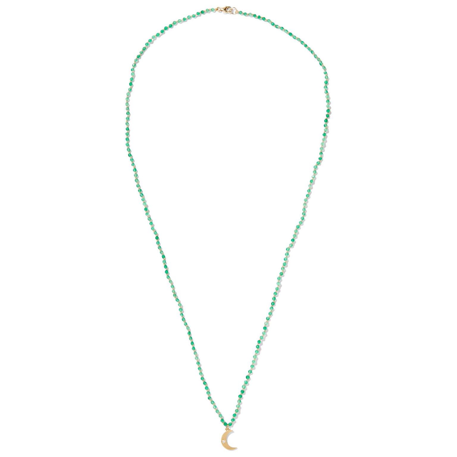 Andrea Fohrman Crescent Moon onyx and opal necklace pendant 
