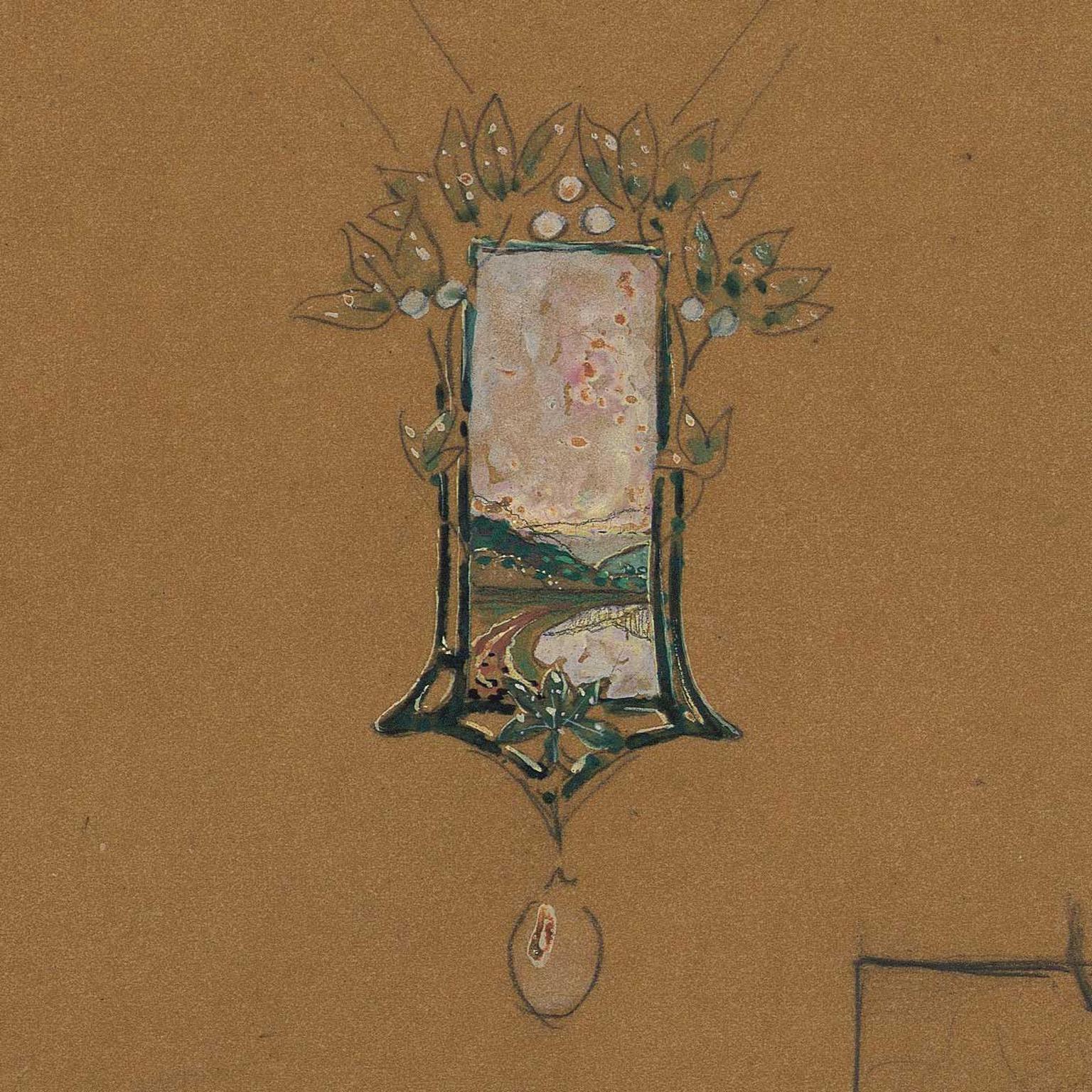 Sketch by Fouquet for Art Nouveau pendant