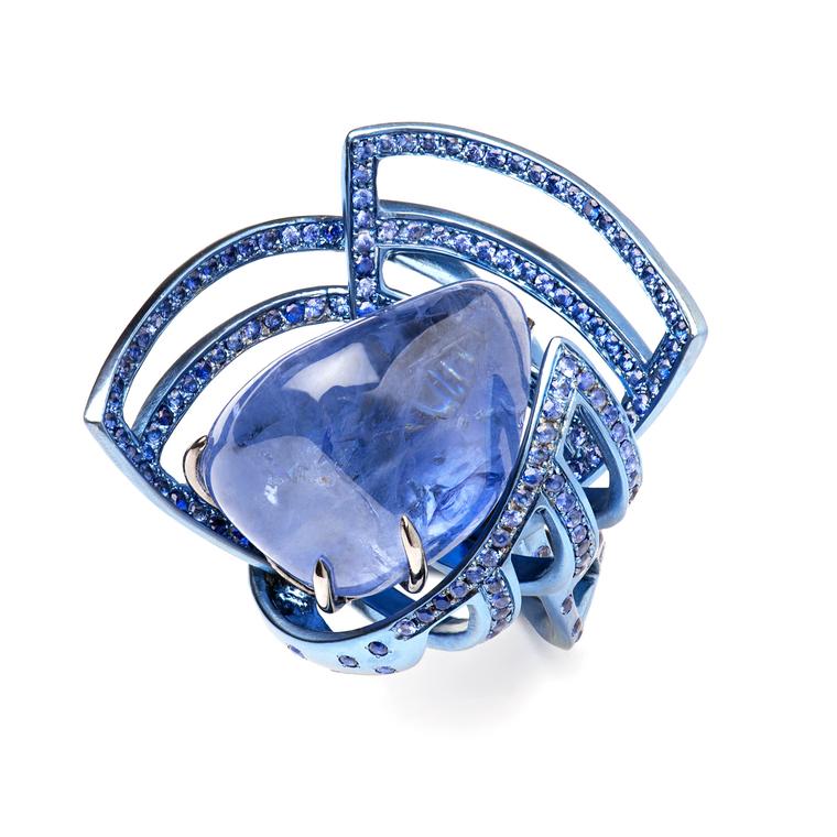 Suzanne Syz Star Wars Treasures sapphire ring in blue titanium