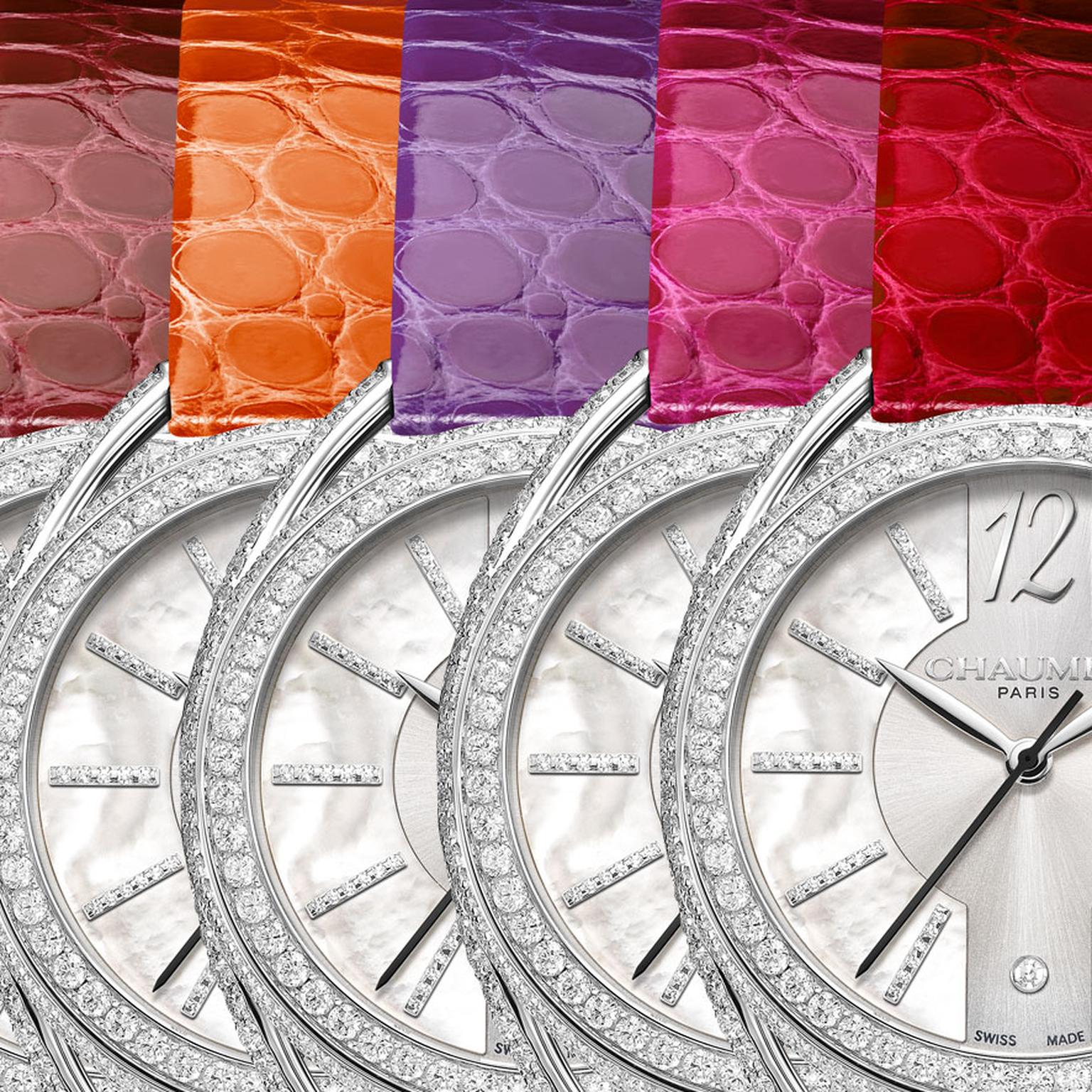 Chaumet Liens Lumiere watches with different coloured straps