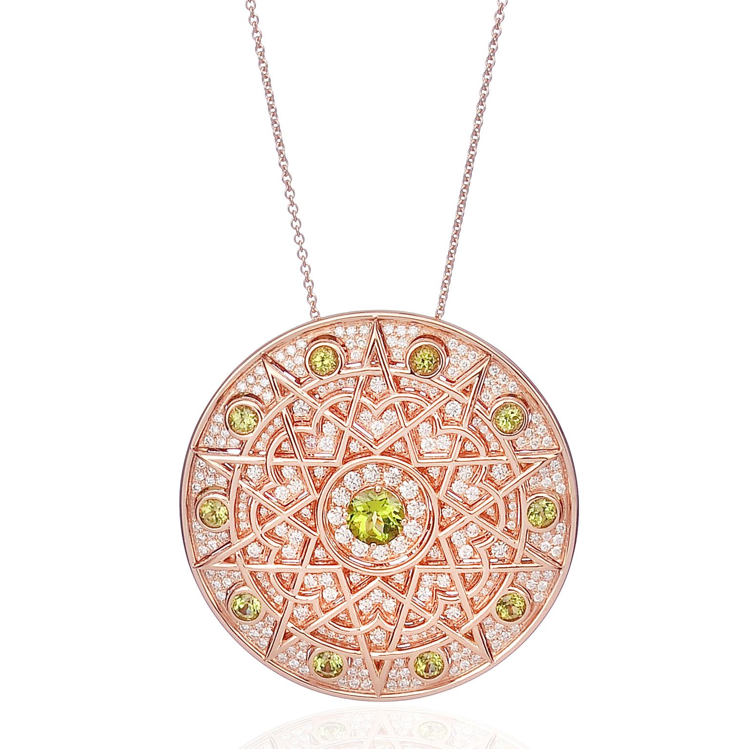 Lily Gabriella peridot and diamond rose gold Damali pendant