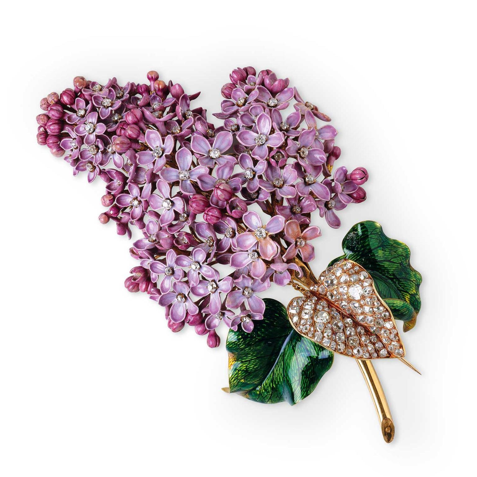 Mellerio dits Meller naturalistic lilac brooch dating from 1862