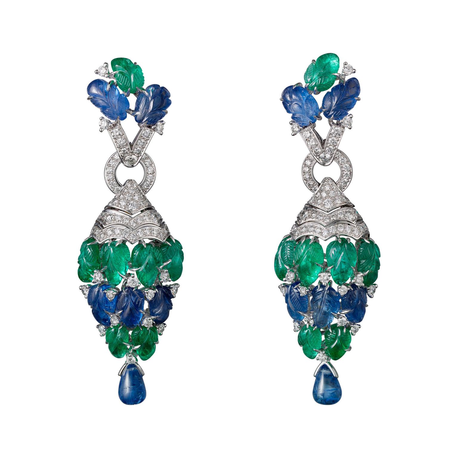 cartier diamond emerald earrings